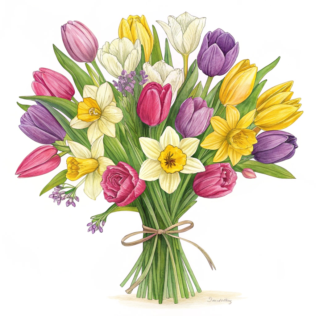 Summer seasonal flowers including peonies and roses